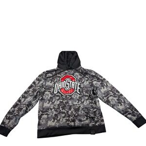 Ohio State Buckeyes Hoodie Scarlet & Gray Grey Camo Floral Fleece Mens Medium